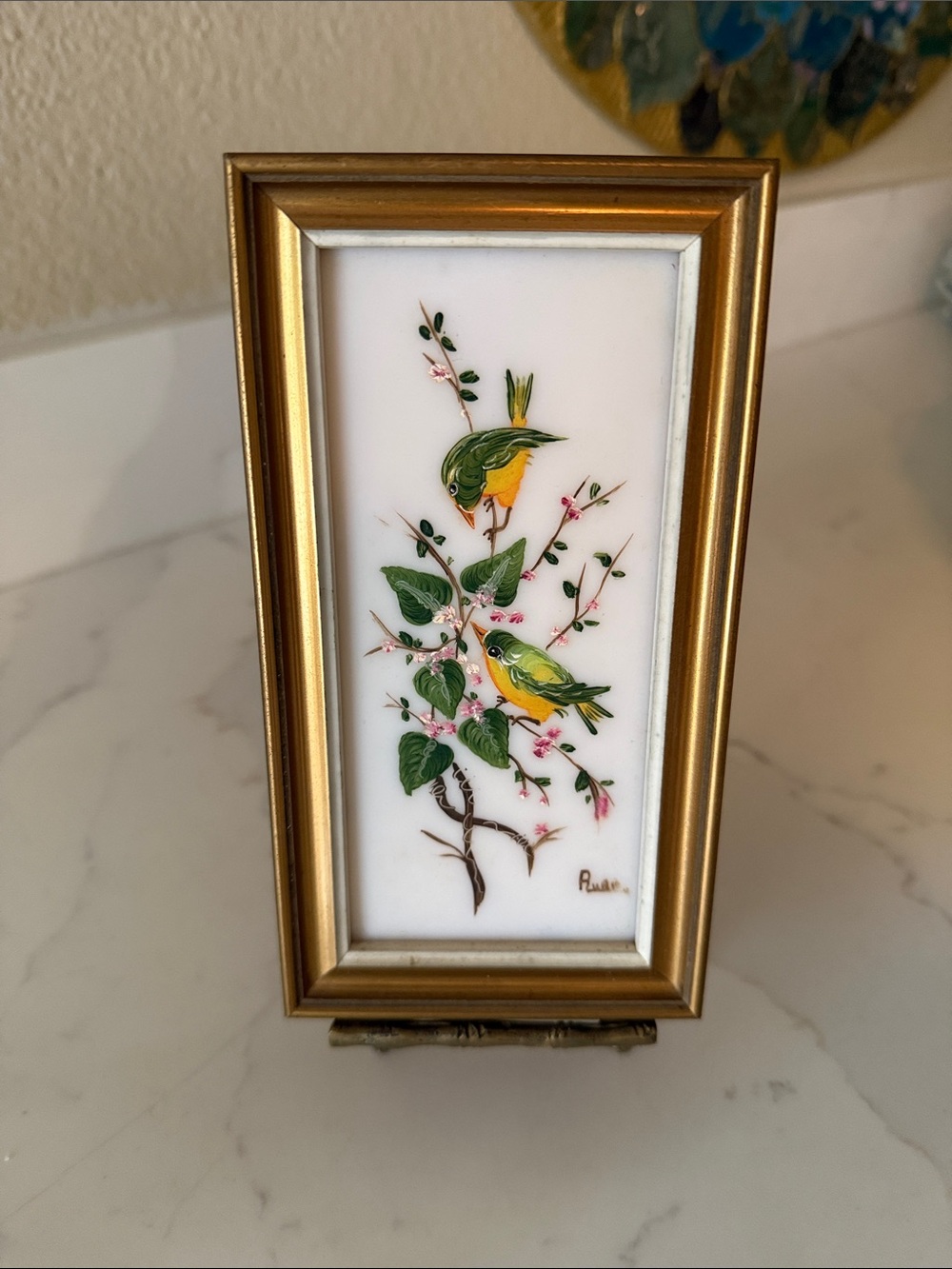 Vintage Miniature Hand Painted on Glass